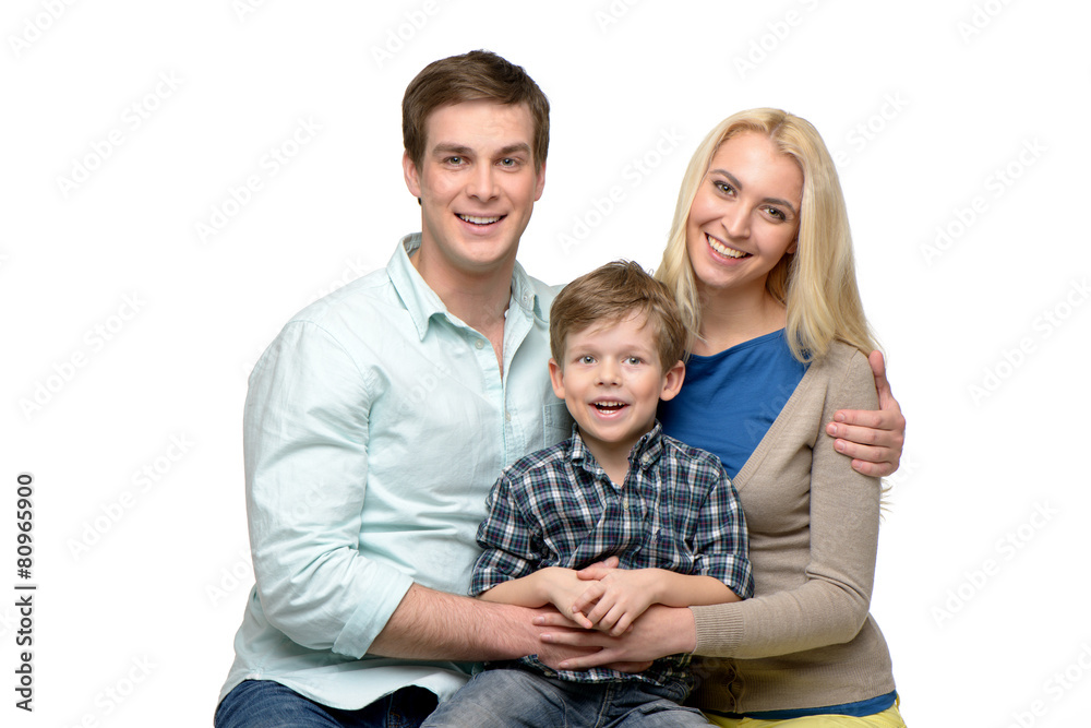 Cheerful family of three enjoying time together Cheerful family of three enjoying time together