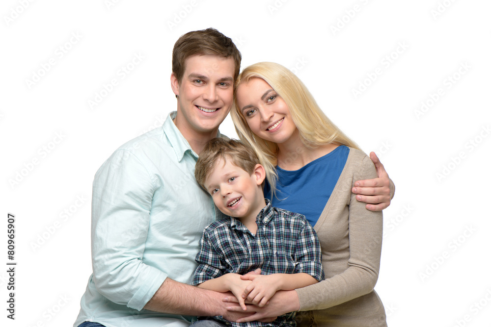 Smiling family of three enjoying time together Smiling family of three enjoying time together
