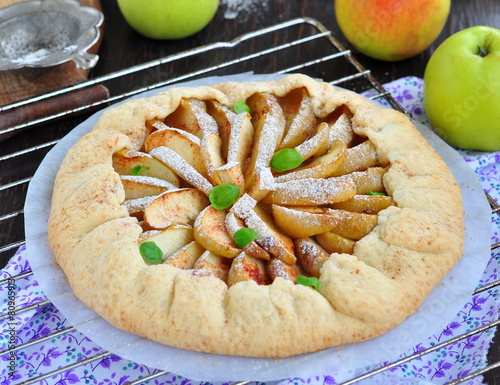 Billede på lærred Galette pie with apple, cinnamon and castor sugar