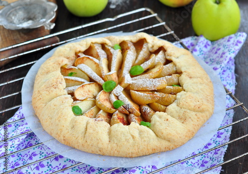 Canvas Print Galette pie with apple, cinnamon and castor sugar