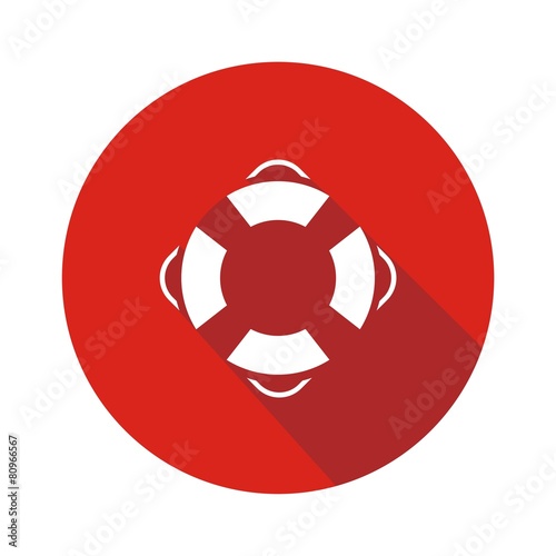Icono salvavidas rojo botón sombra