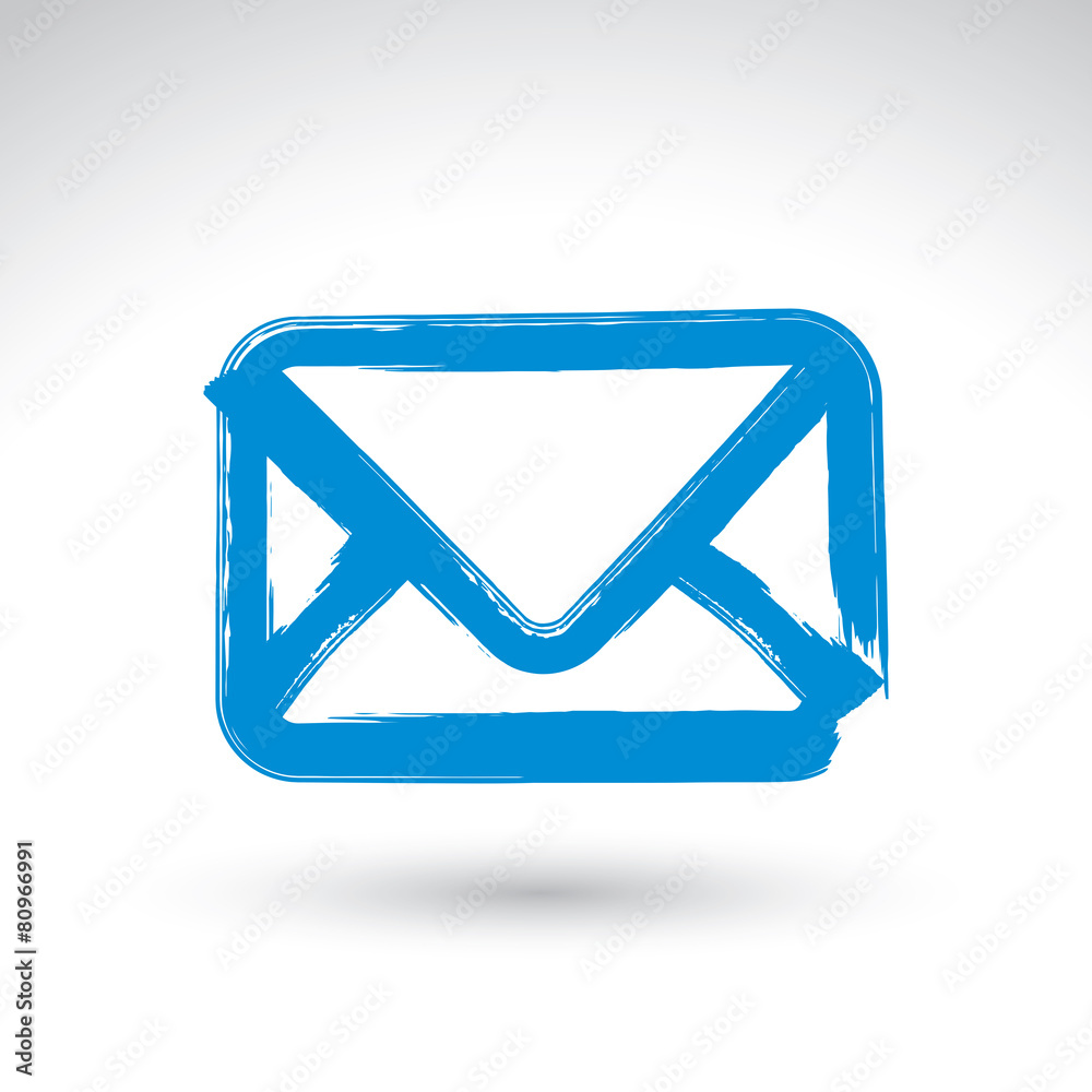 Hand drawn simple vector mail icon, brush drawing realistic emai Hand drawn simple vector mail icon, brush drawing realistic emai