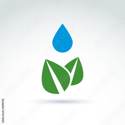 Water drop above leaves ico...