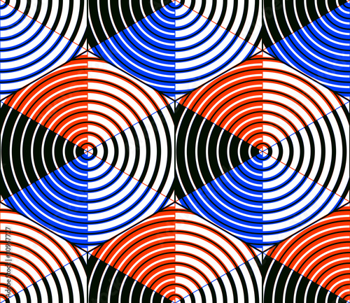 Seamless optical ornamental pattern with three-dimensional geome