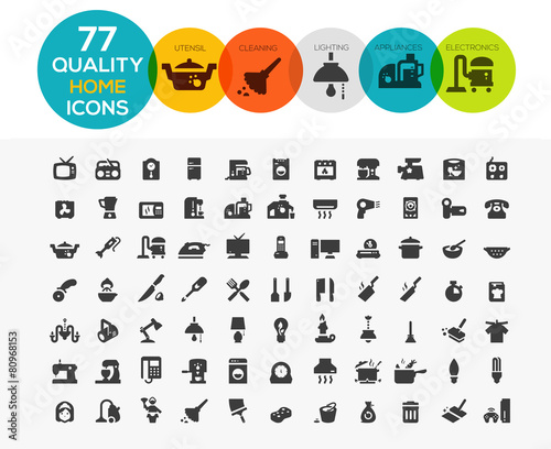 Home Icons including: home appliances, cleaning, kitchen utensil