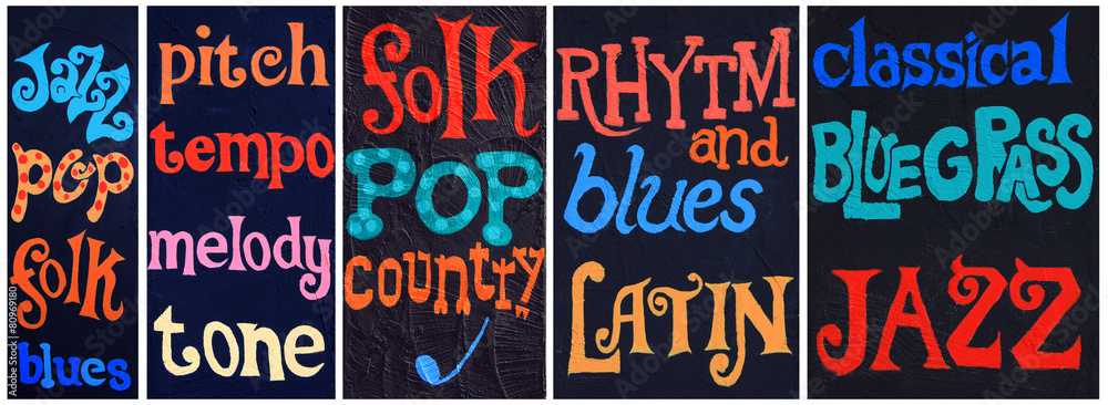 Fototapeta premium Music graffiti collage. Also available individually high res.