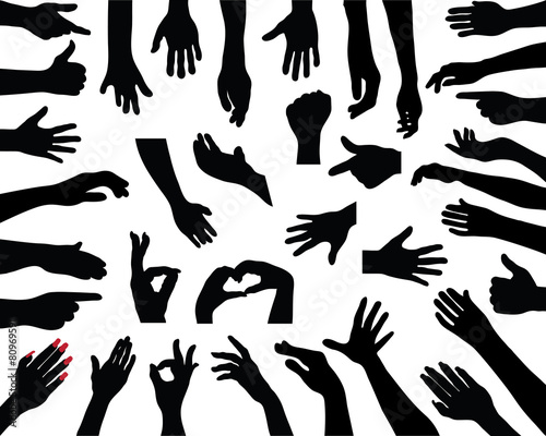 Black silhouettes of hands, vector photo
