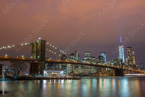 New York City Manhattan Brooklyn Bridge night skyline