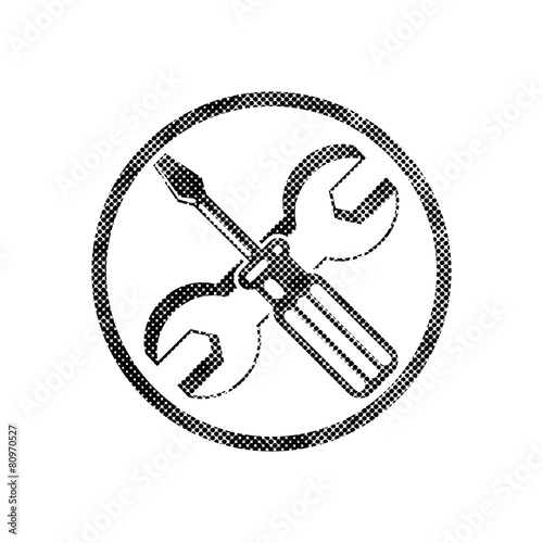 Repair icon with wrench and screwdriver, vector symbol with pixe