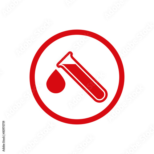 Test tube with drop of blood vector icon.