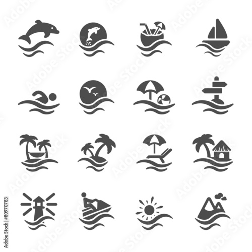 summer beach icon set, vector eps10