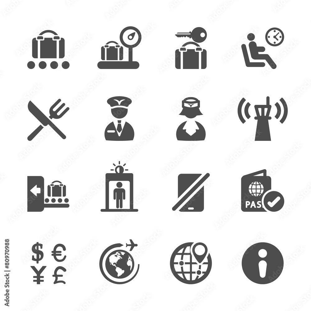 travel and airport icon set 2, vector eps10