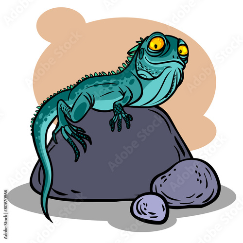 Funny cartoon lizard. Vector illustration