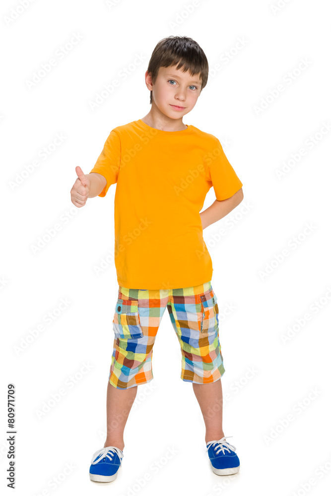 Cute little boy with his thumb up