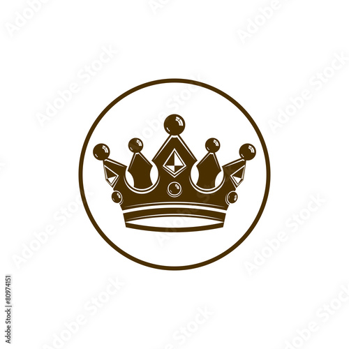 3d vintage crown, luxury coronet illustration. Classic imperial