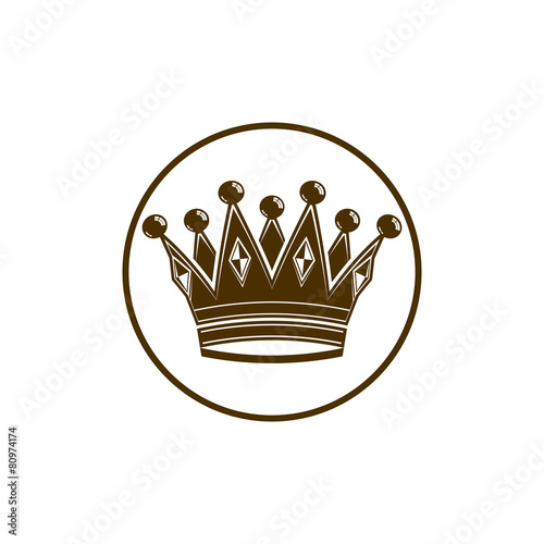 3d vintage crown, luxury coronet illustration. Classic imperial