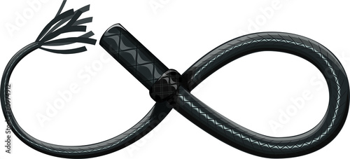 Vászonkép Leather whip bent into infinity shape, no background