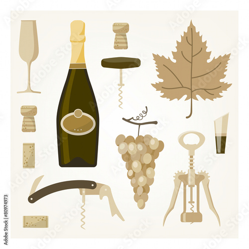 White wine vintage illustration