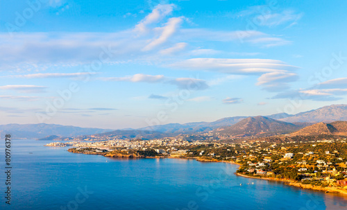 Fototapeta Naklejka Na Ścianę i Meble -  Panoramic view of the town of Agios Nikolaos and the Mirabello B