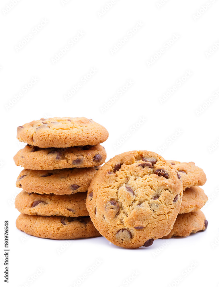 Tasty cookies on a white background.