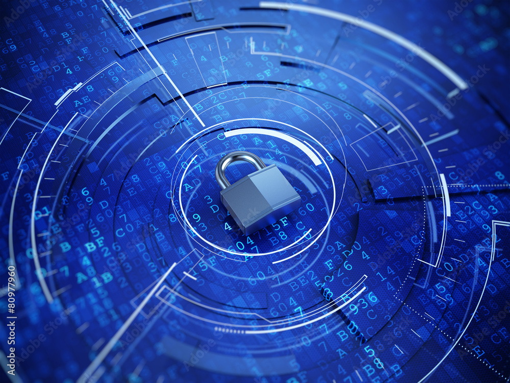 Obraz premium Padlock on digital backgroud - Privacy concept