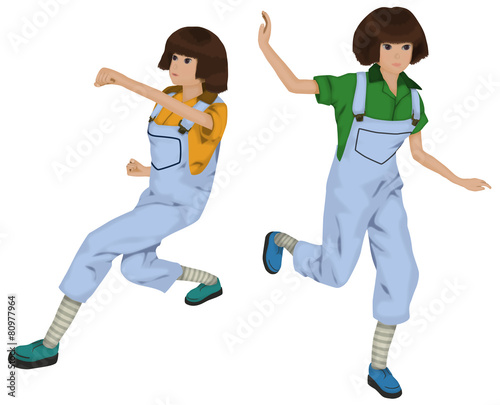 パンチをする女性と踊る女性