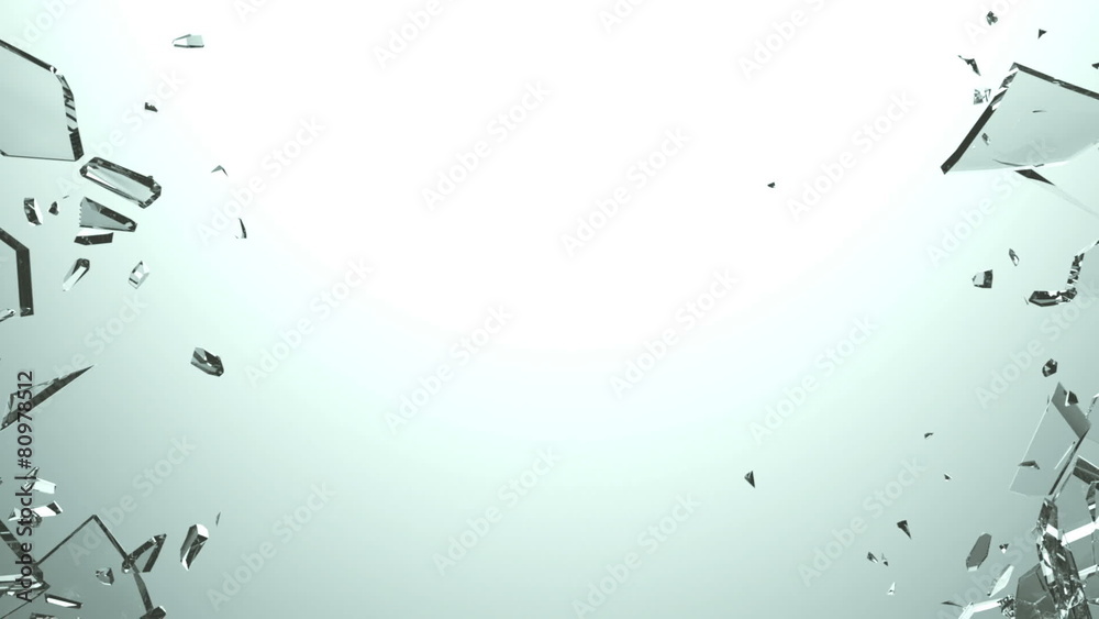 Glass breaking and destruction with slow motion. Alpha