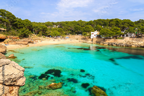 Beach with turquoise sea water, Cala Gat, Majorca island, Spain