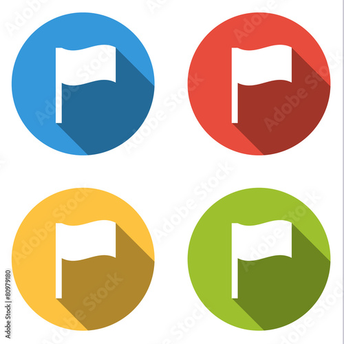 Collection of 4 isolated flat colorful buttons (icons) for wavin