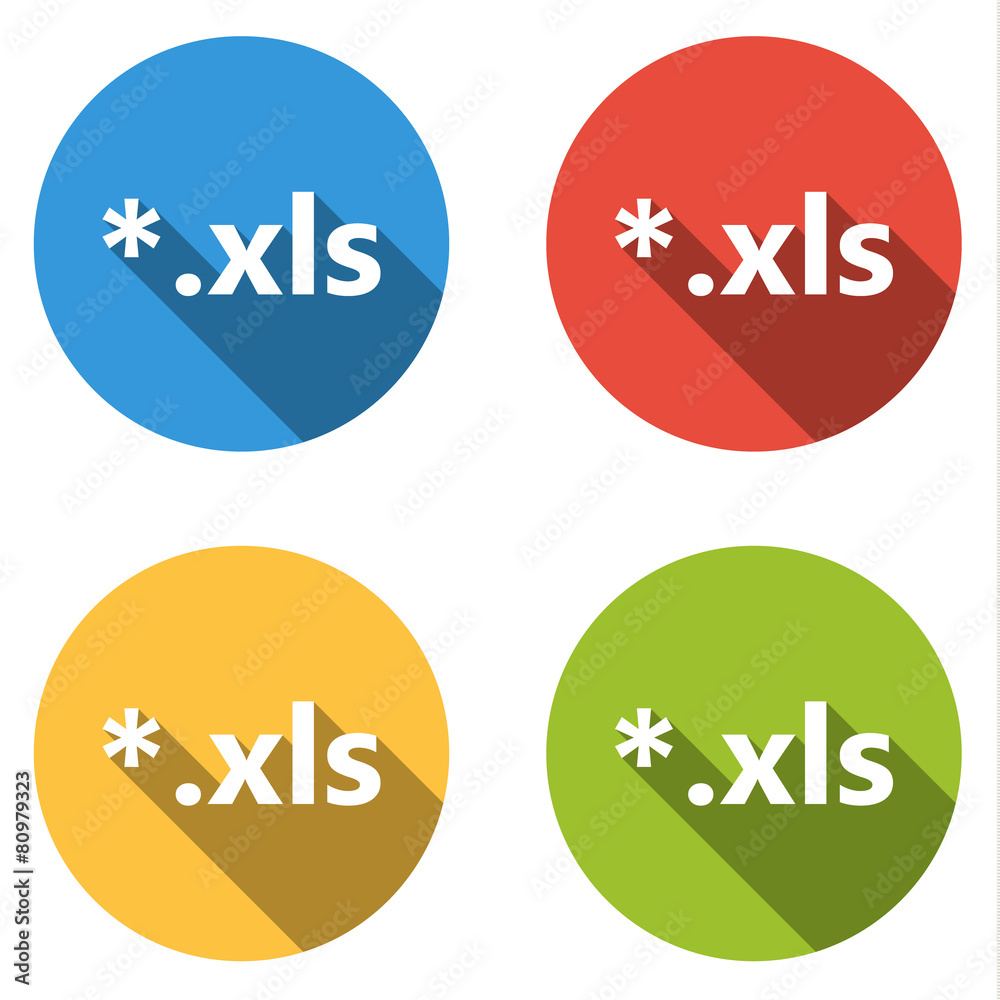Collection of 4 isolated flat colorful buttons (icons) for xml e