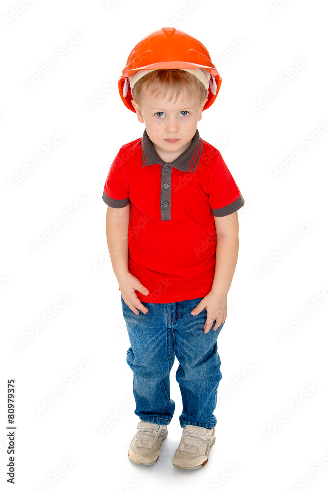 boy in the construction helmet. boy in the construction helmet.