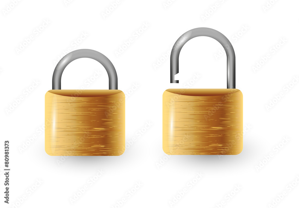 Closed and open padlock vector illustration Closed and open padlock vector illustration