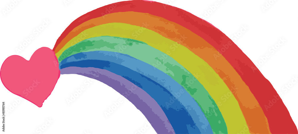 Obraz premium heart and a rainbow on a white background