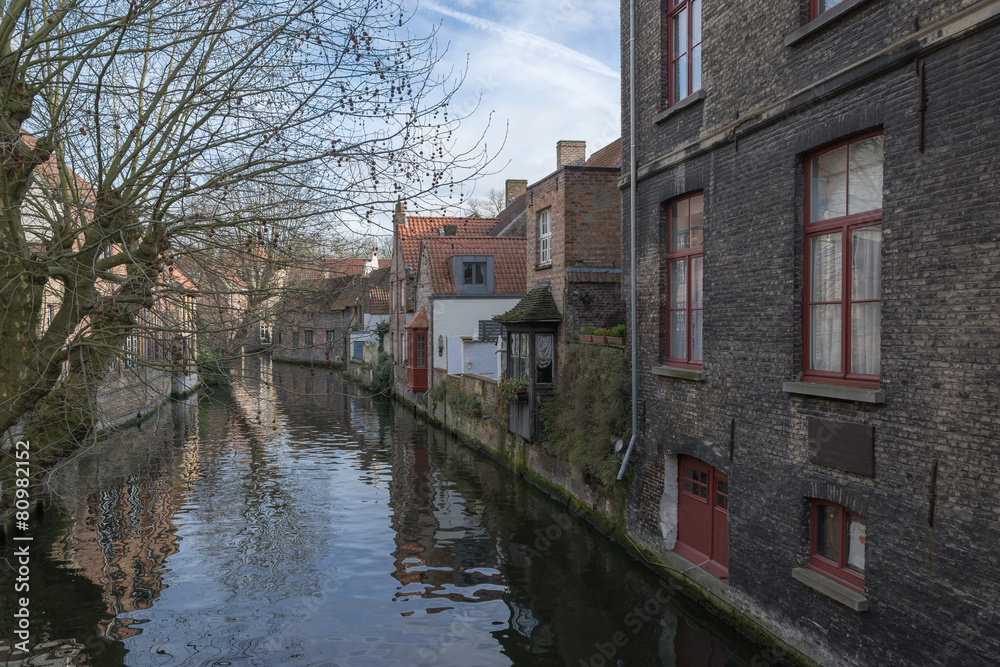 Houses on the water, Bruges, Belgium