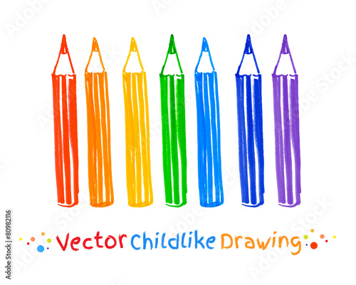 Childlike drawing of pencils.