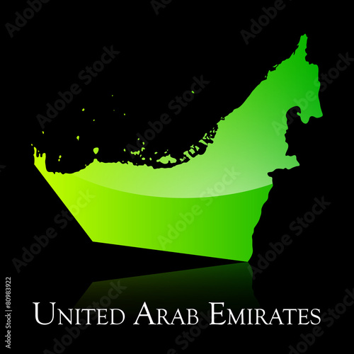 United Arab Emirates green shiny map