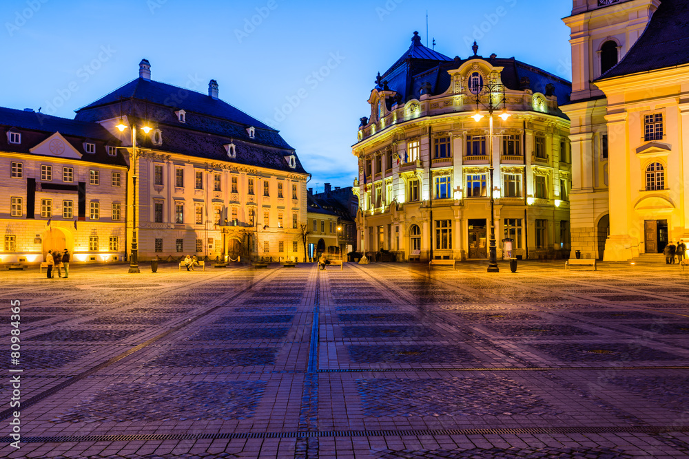 City hall and Brukenthal palace in Sibiu