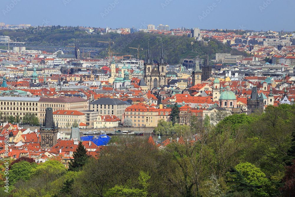 View on the spring Prague City, Czech Republic