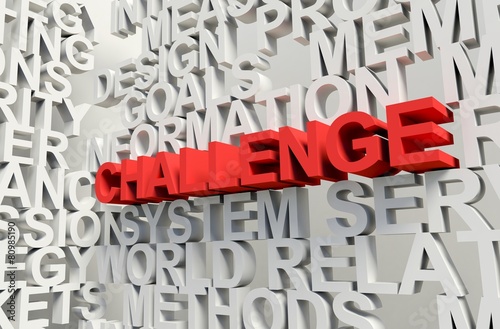 CHALLENGE Word in red, 3d illustration.