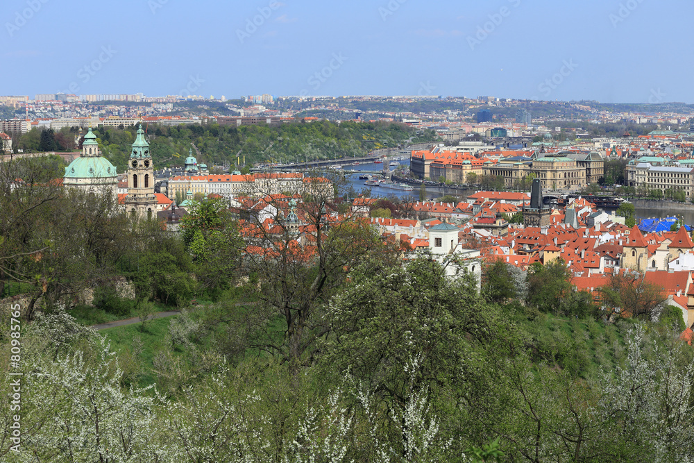 View on the spring Prague with St. Nicholas' Cathedral