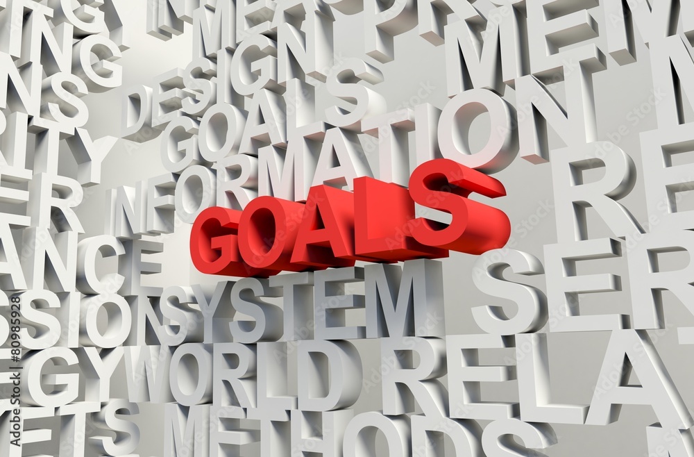 GOALS Word in red, 3d illustration. GOALS Word in red, 3d illustration.