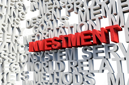 INVESTMENT Word in red, 3d illustration.