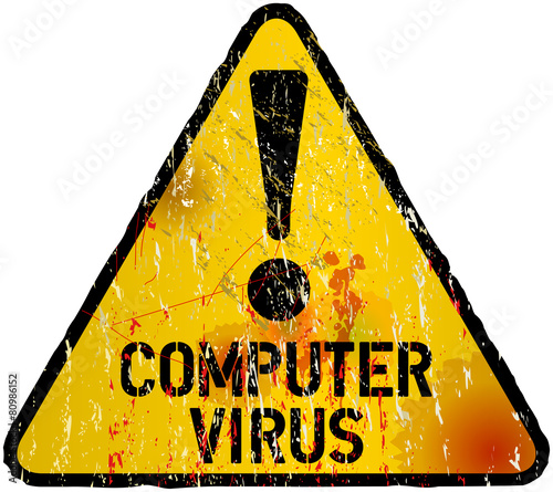 computer virus alert sign, vector illustration