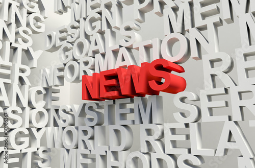 NEWS Word in red, 3d illustration.