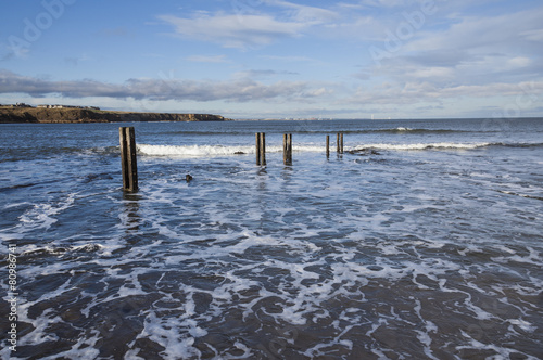 Old mooring posts. St Marys Island, Whitley Bay.