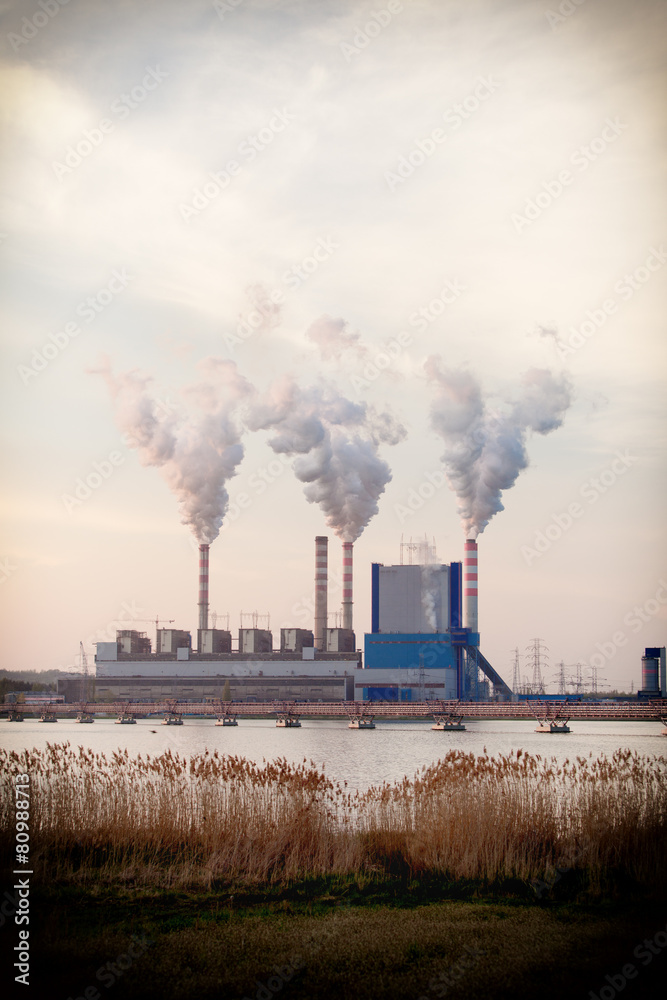 Smoke from chimney of power plant station