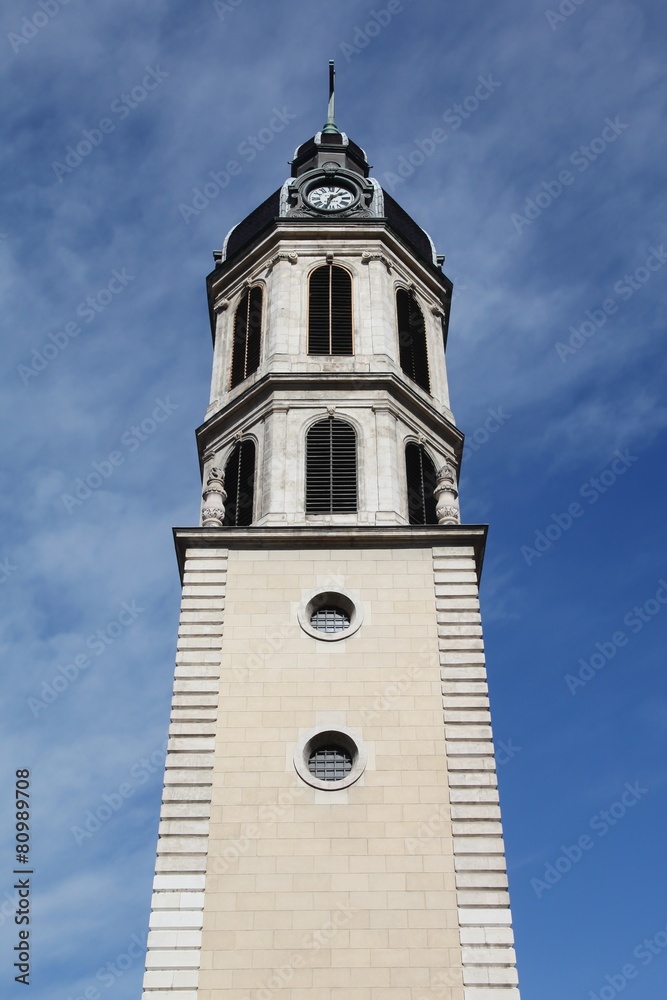 Bell tower on the place Antonin Poncet in Lyon, France