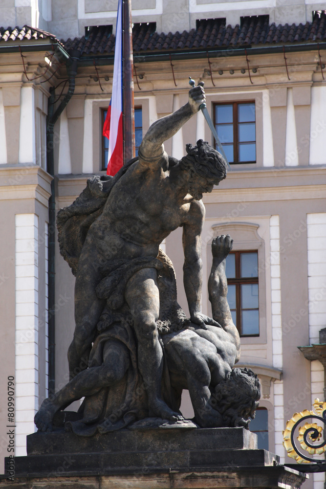 statue on the portal from castle in Prague