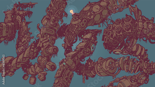 Cyberpunk Junk Vines Seamless Tiling Background Pattern