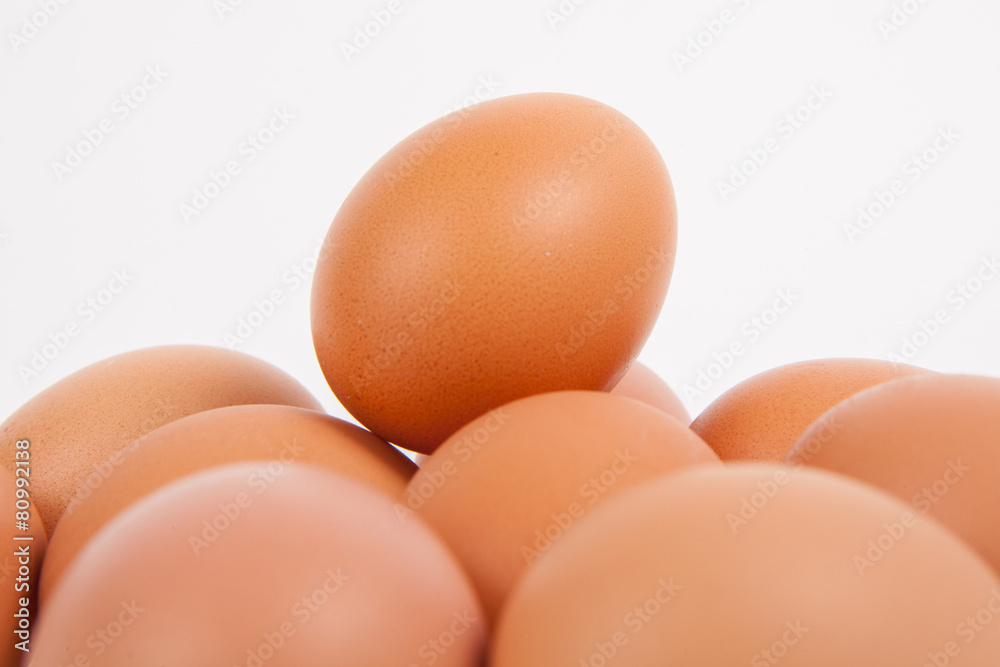 Chicken eggs on white paper background Chicken eggs on white paper background